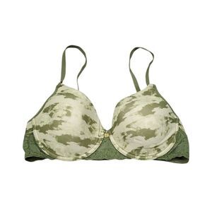 Natori Bliss Perfection Comfort Contour Underwire Bra Green 34C Sage Camo 721154